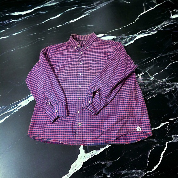 Cremieux 38 Classics Navy Red & White Gingham Long Sleeve Button Up Shirt Sz XXL - Picture 1 of 13